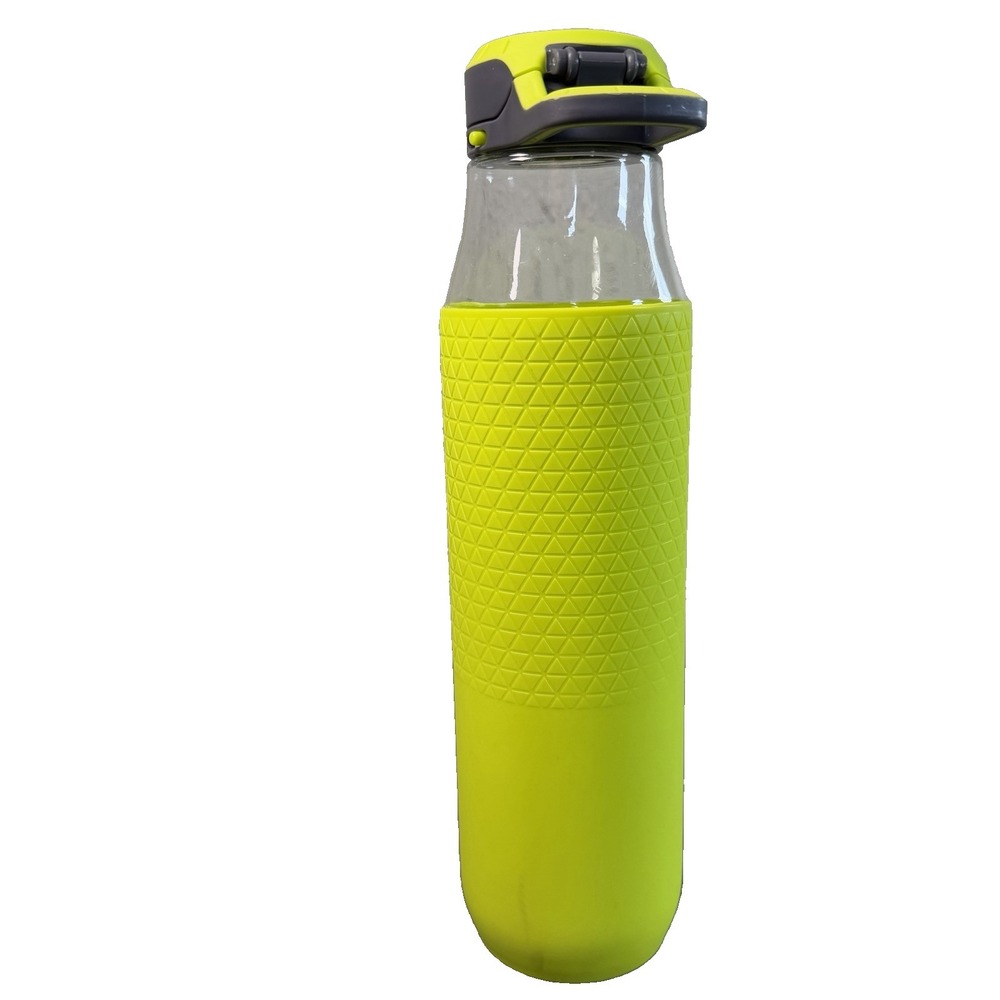 ZULU 34 oz Water Bottle Lime Green Flip Top Lock Lid Silicone Sleeve Plastic - Picture 3 of 5